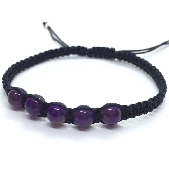 Amethyst Adjustable Shamballa Bracelet - Picture 2 of 4